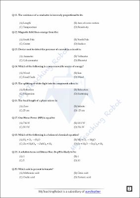 AMU Class 11 Science - Test Series 1