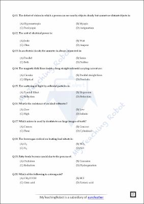 AMU Class 11 Science - Test Series 2