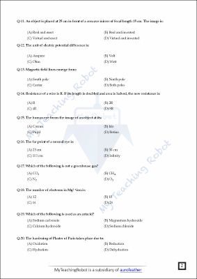 AMU Class 11 Science - Test Series 3
