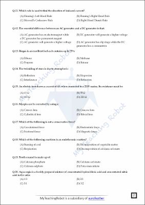 AMU Class 11 Science - Test Series 5