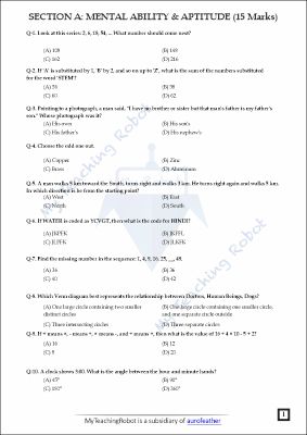CM SHRI CLASS 11 Science (Test Series - 1)
