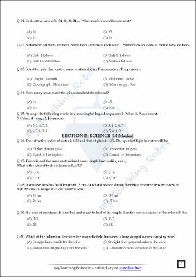 CM SHRI CLASS 11 Science (Test Series - 3)