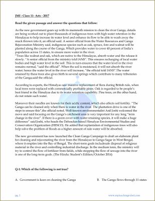 JMI Class 11 Arts (Q&A) - 2017