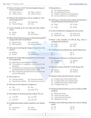 AMU Class 11 (Science) Q & A - 2017