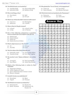 AMU Class 11 (Science) Q & A - 2018