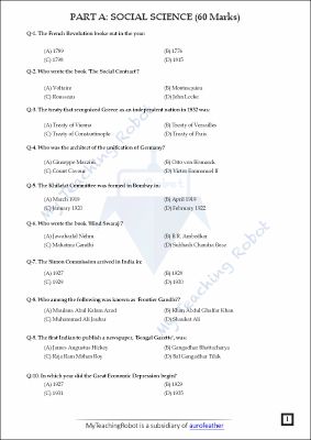 AMU Class 11 Arts & Commerce - Test Series 1