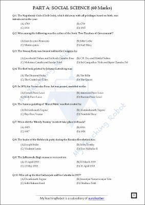 AMU Class 11 Arts & Commerce - Test Series 3