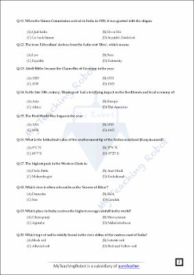 AMU Class 11 Arts & Commerce - Test Series 5