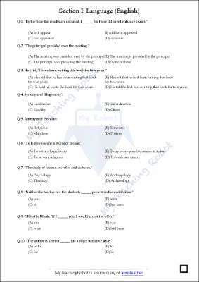 CM SHRI CLASS 11 Arts (Test Series - 1 English)