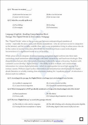 CM SHRI CLASS 11 Arts (Test Series - 1 English)