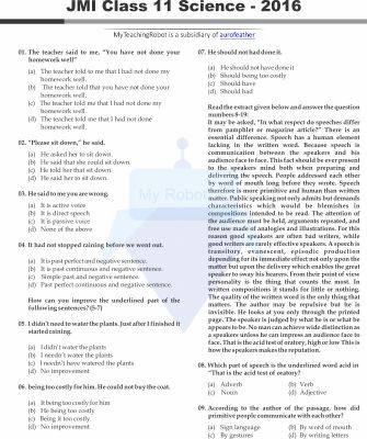 JMI Class 11 (Science) - 2016 (Question with Answer)