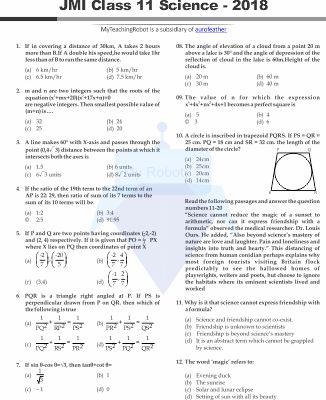 JMI Class 11 (Science) - 2018