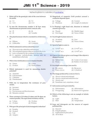 JMI Class 11 (Science) - 2019 (Question with Answer)