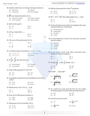 JMI Class 11 (Science) - 2019 (Question with Answer)