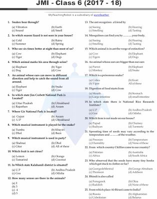 JMI Class 6 - 2017 (Question with Answer)
