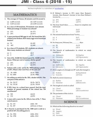 JMI Class 6 - 2018 (Question with Answer)