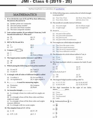 JMI Class 6 - 2019 (Question with Answer)