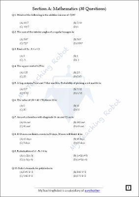 JMI Class 6 Test Series- 1