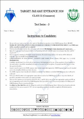 JMI Class 11 Commerce Test Series- 3