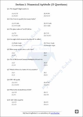 CM SHRI CLASS 6 (Test Series - 1)